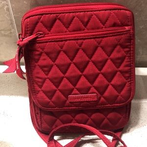 Vera Bradley red quilted cross body organizer bag